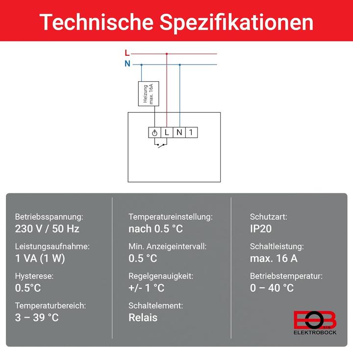 Produktbild Elektrobock EB PT14 - Raumthermostat Aufputz (PT14)