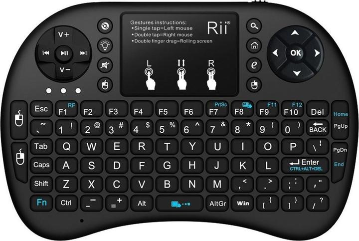 Actual product image Rii i8 plus Mini Wireless keyboard (2.4G) for Windows, Mac, Linux and Android. Inc. MULTI-touch touc (Eng. Int., Wireless)