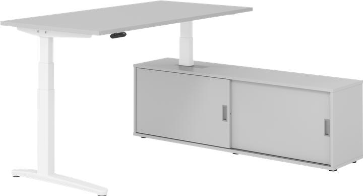 Produktbild Hammerbacher Sitz-Steh Kombi 160x80cm, Grau/Weiss