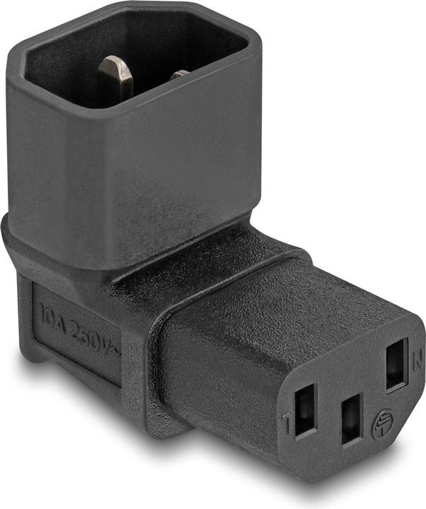 Delock Mains adapter IEC 60320 - C14 to C13, plug / socket, 10 A, 90ï¿½ angled (C14, C13, C13)