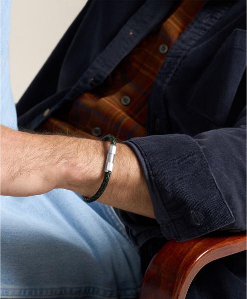 Immagine prodotto Fossil Knox Armband Knurled Texture (20 cm, Acciaio inossidabile, Cuoio)