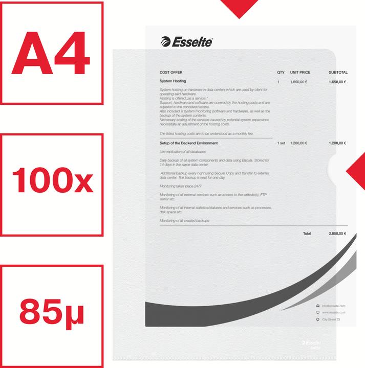 Actual product image Leitz Transparencies A4 PP foil transp Transparencies Esselte, A4, PP foil, document proof, top u (A4, 100 x)