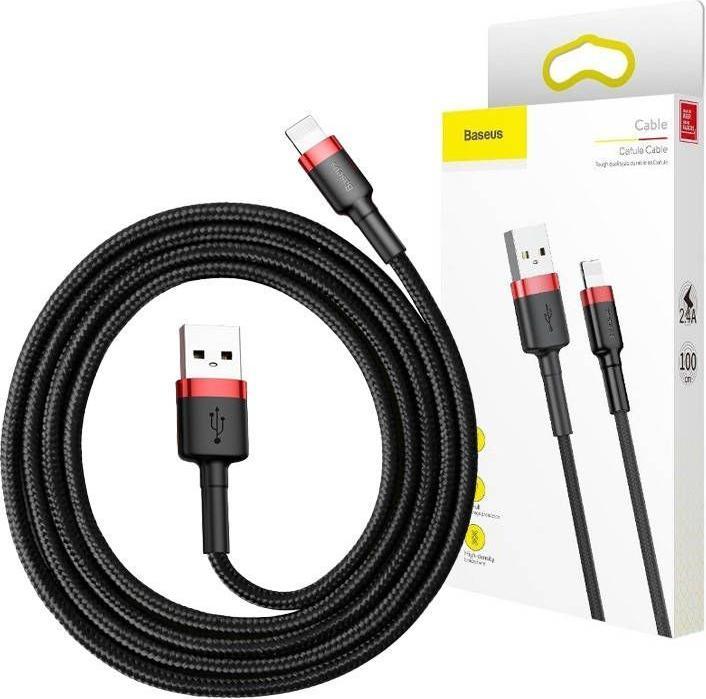 Actual product image Baseus cafule Cable USB For iP 2A 3m Red+Black (3 m, USB 2.0)