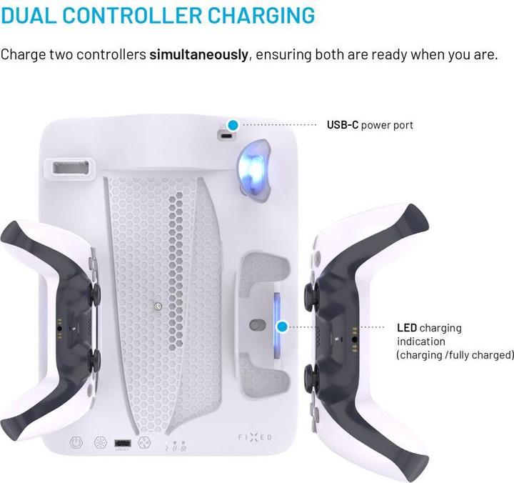 Actual product image Fixed multifunction station for PlayStation 5 (Slim) with fans and charging for two DualSense Co (Playstation Classic)
