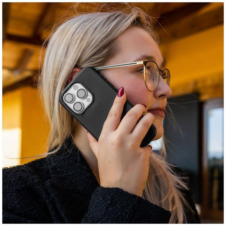Produktbild Fixed Fixiertes MagLeather | Rückseite | Apfel | iPhone 16 Plus | Leder | Schwarz (Apple iPhone 16 Plus)