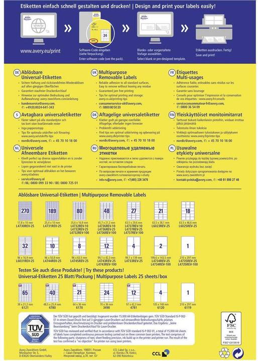 Image du produit Avery Universel