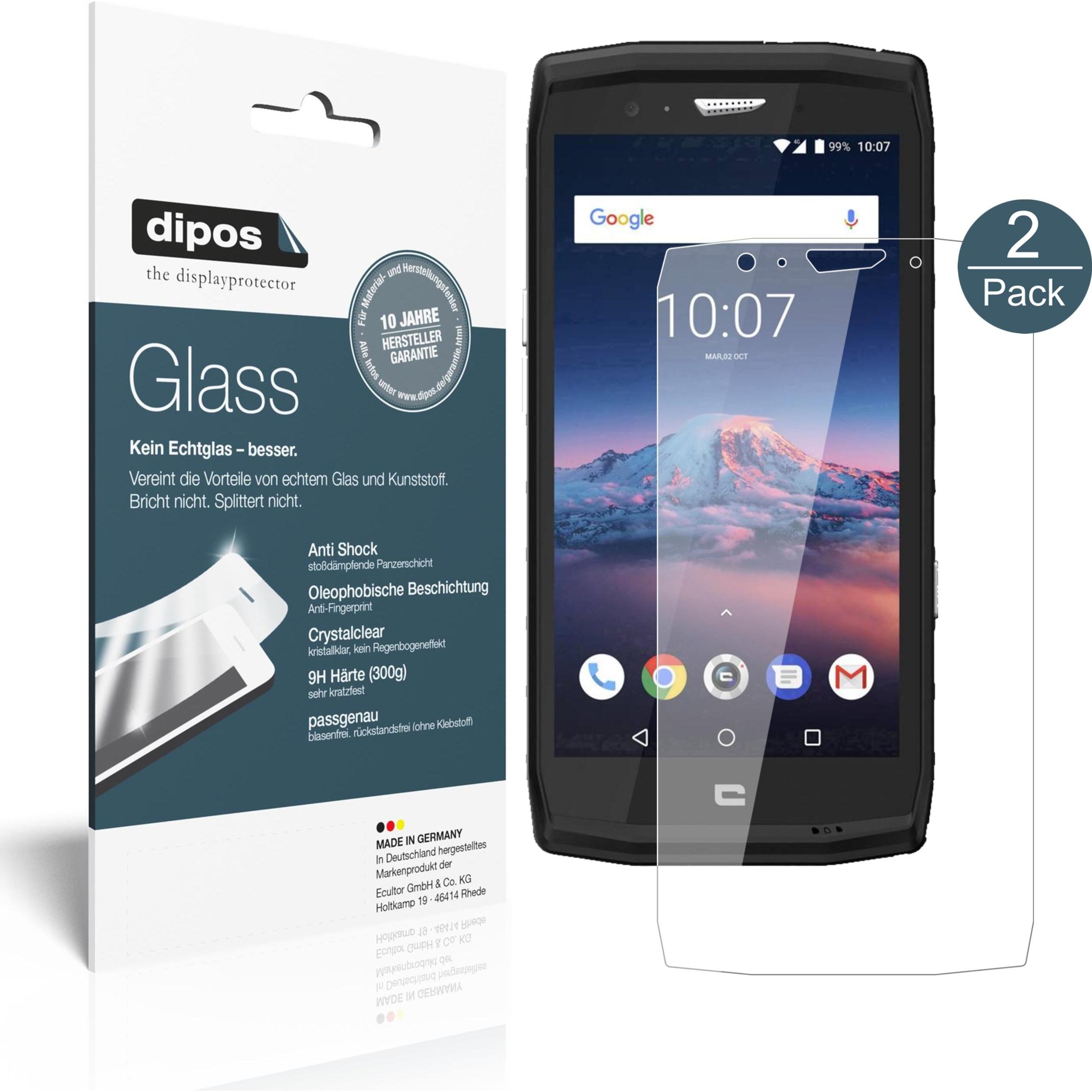 Dipos Displayschutz Anti-Shock (2 Stück, Crosscall Trekker X4), Smartphone Schutzfolie, Transparent