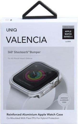 Actual product image Uniq etui Valencia Apple Watch Series 4/5/6/SE 44mm. srebrny/titanium silver