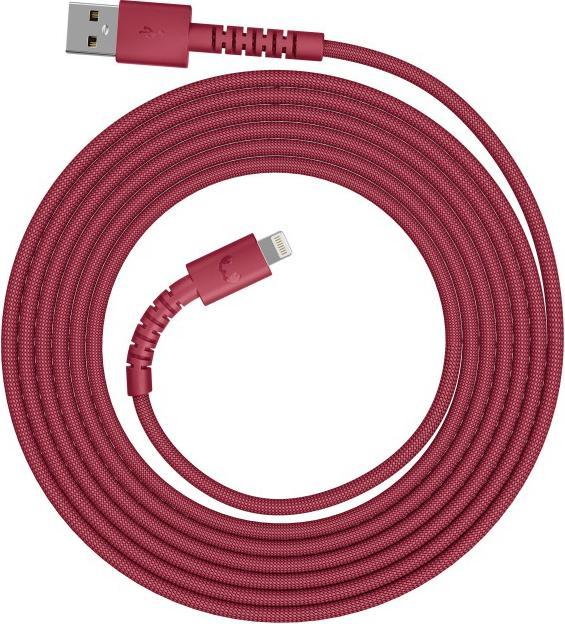 Image du produit Fresh'N Rebel Fresh 'n Rebel USB-A zu Lightning silicone geflochtenes Kabel "FlexWave" 2m, Berry Red (2 m, 30 W)