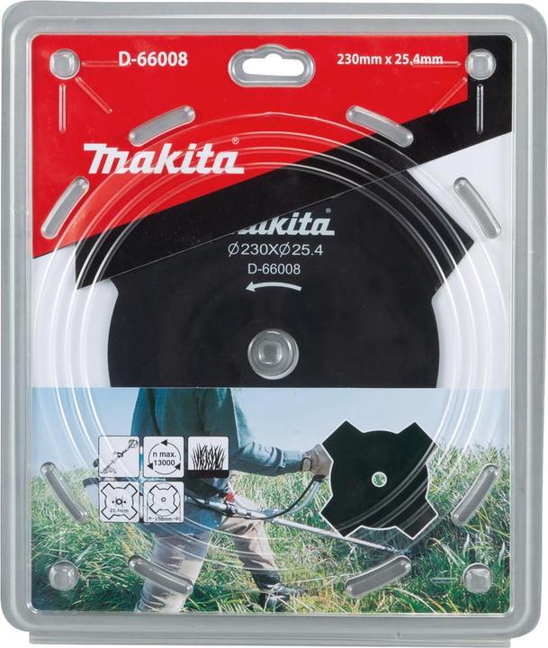 Produktbild Makita Maki 4-Zahn-Schlagmesser 230x25,4mm D-66008 (Rasentrimmer, Rasenmäher Messer + Ersatzmesser Gartenmaschinen)