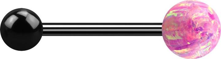 Actual product image Star Piercing Micro barbell black with ball and ball opal pink (without brass, Surgical steel 316L)