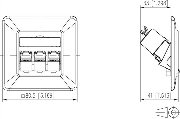Actual product image Metz Connect CONNECT C6Amodul 3 Port 180°M UP pure white