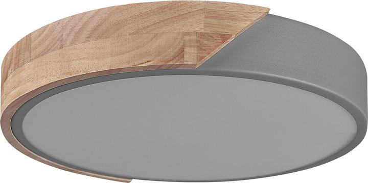 Produktbild Beliani Deckenleuchte LED grau / heller Holzfarbton rund PATTANI (1400 lm)