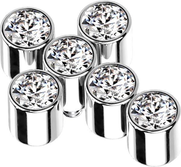 Actual product image Star Piercing Dermal Anchor silver cross six crystals silver (Titanium, without brass)