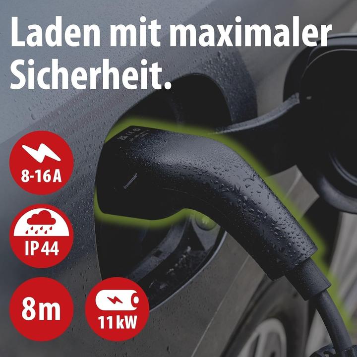 Actual product image Brennenstuhl eMobility Ladekabel Typ 2 Mode 2 16 A 11 kW (11 kW, 16 A, 8 m)
