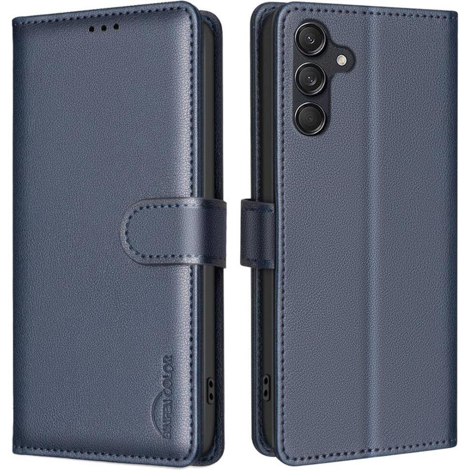 Binfen Color Galaxy A26 - BINFEN Leder Etui Hülle mit RFID Blocker (Samsung Galaxy A26), Smartphone Hülle, Blau