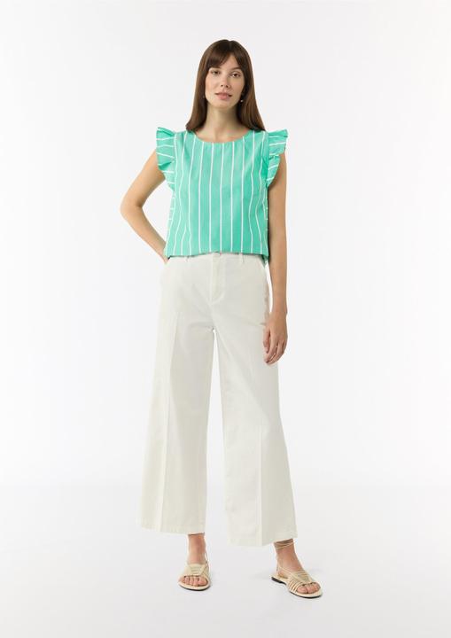 Produktbild Comma Bluse Gestreifte Baumwollbluse mit Volants (44)