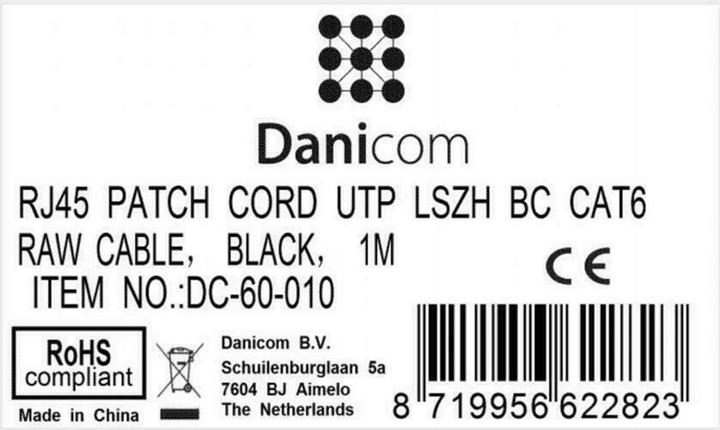 Produktbild Dsit CAT6 Netzwerkkabel, U/UTP, 1 meter, Schwarz, 100% Kupfer (CAT6, 1 m)