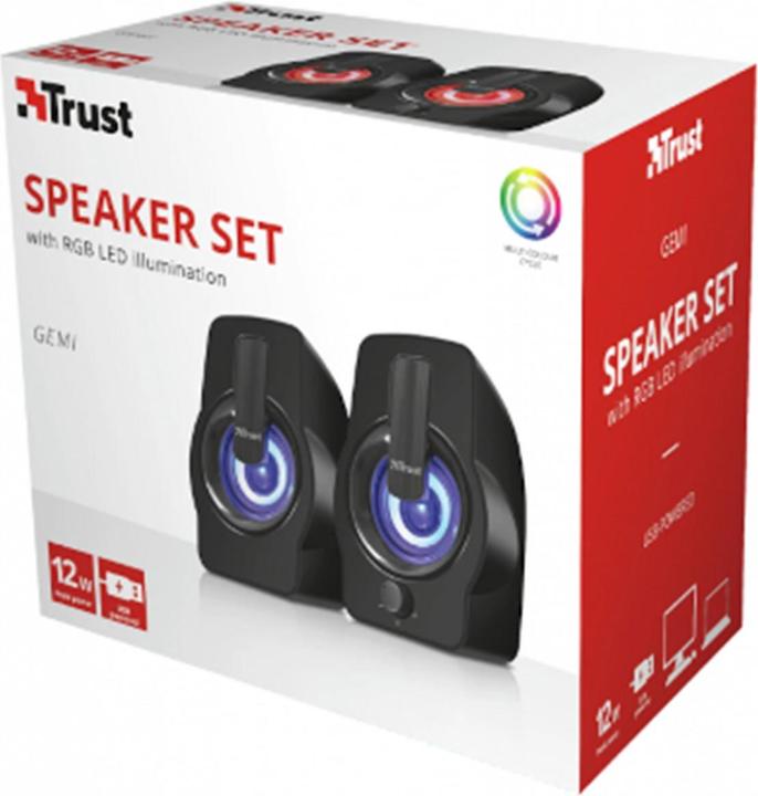 Actual product image Trust Speaker||Gemi RGB|PMPO 12 Watt|1xAudio-In|Black|22948
