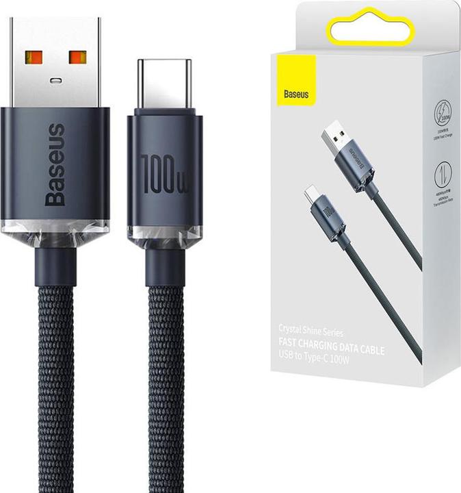 Productafbeelding Baseus Crystal Shine Series Snellaadgegevenskabel USB naar Type-C 100W 1,2 m Zwart (1.20 m, USB 2.0, 100 W)