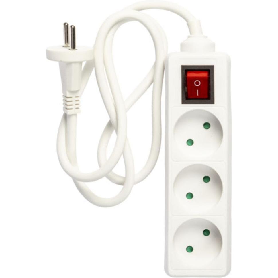 Antalis Stecker 3-fach mit Kontakt (D) 1m Kabel weiss, Batterien + Akkus
