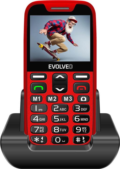 Produktbild Evolveo EasyPhone XR, mobilní telefon pro seniory s nabíjecím stojánkem, červená (2.30", 0.30 Mpx)