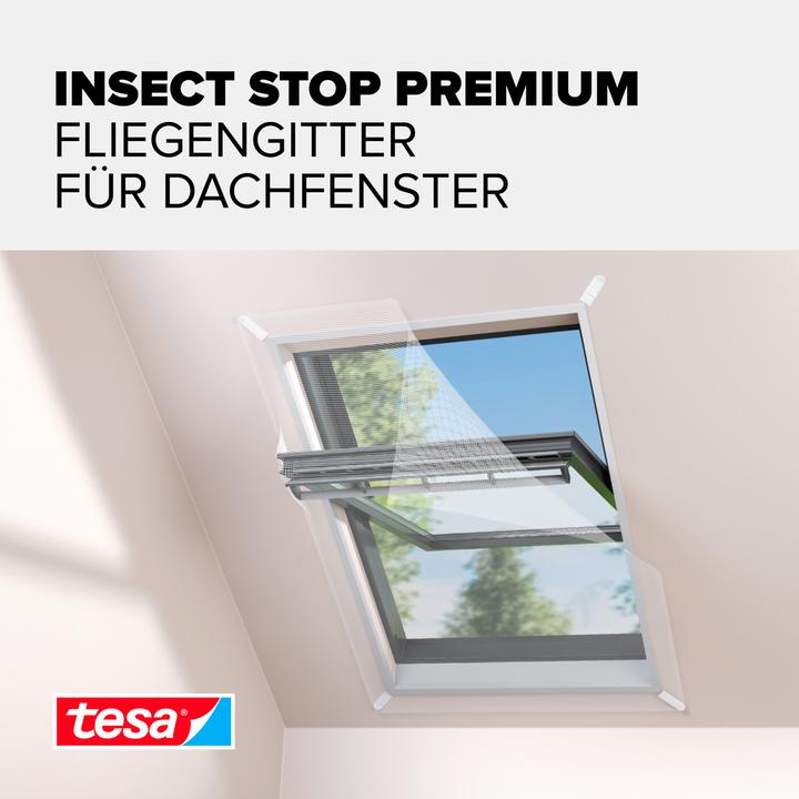 Actual product image tesa COMFORT insect screen for roof windows, with Velcro tape, self-adhesive, without drilling (120 x 140 cm)