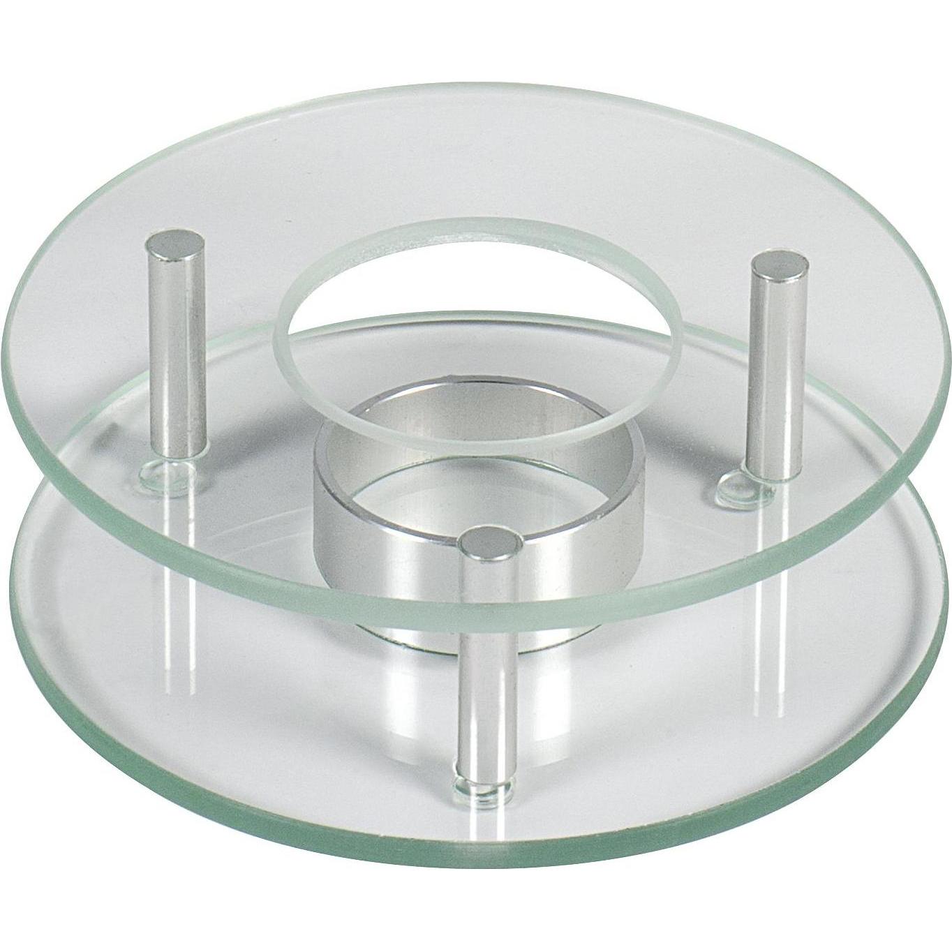 Scalda teiera rotondo 12 cm in vetro, Réchaud, Trasparente, Argento