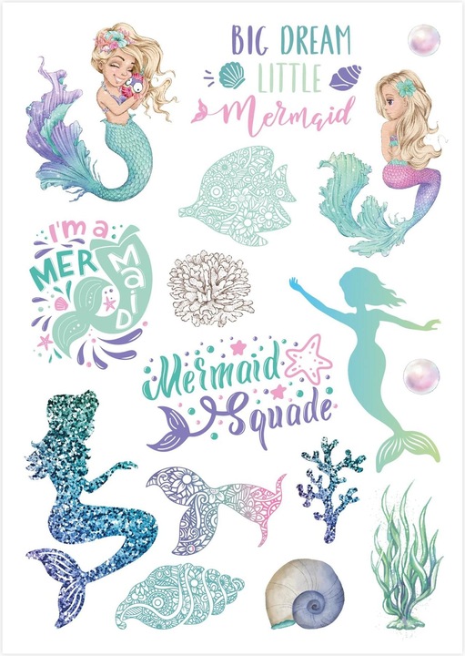 Produktbild Papierdrachen Metallic Tattoos – Meerjungfrauen