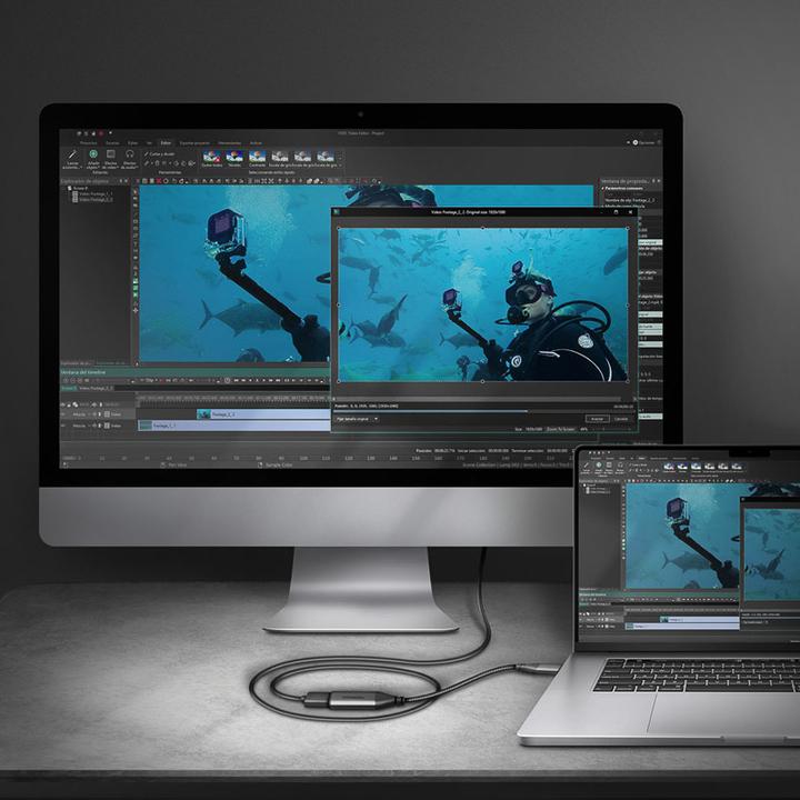 Actual product image Axagon RVC-HI2M USB-C to HDMI 2.0 Adapter, 4K/60Hz, Aluminium - 25 cm (0.25 m)