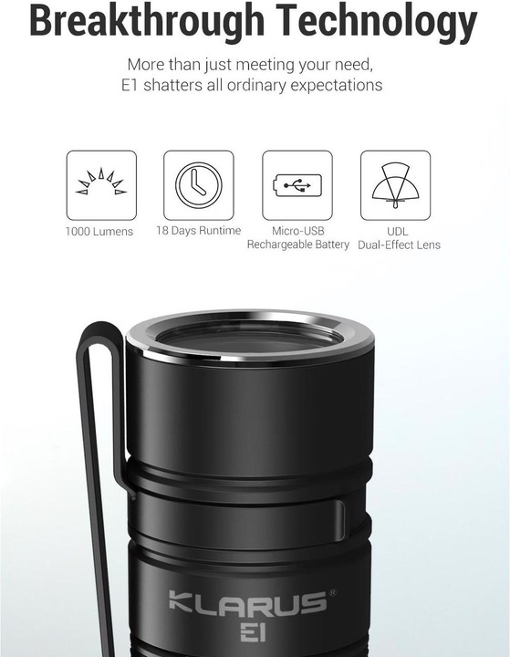 Produktbild Klarus E1 LED Taschenlampe
