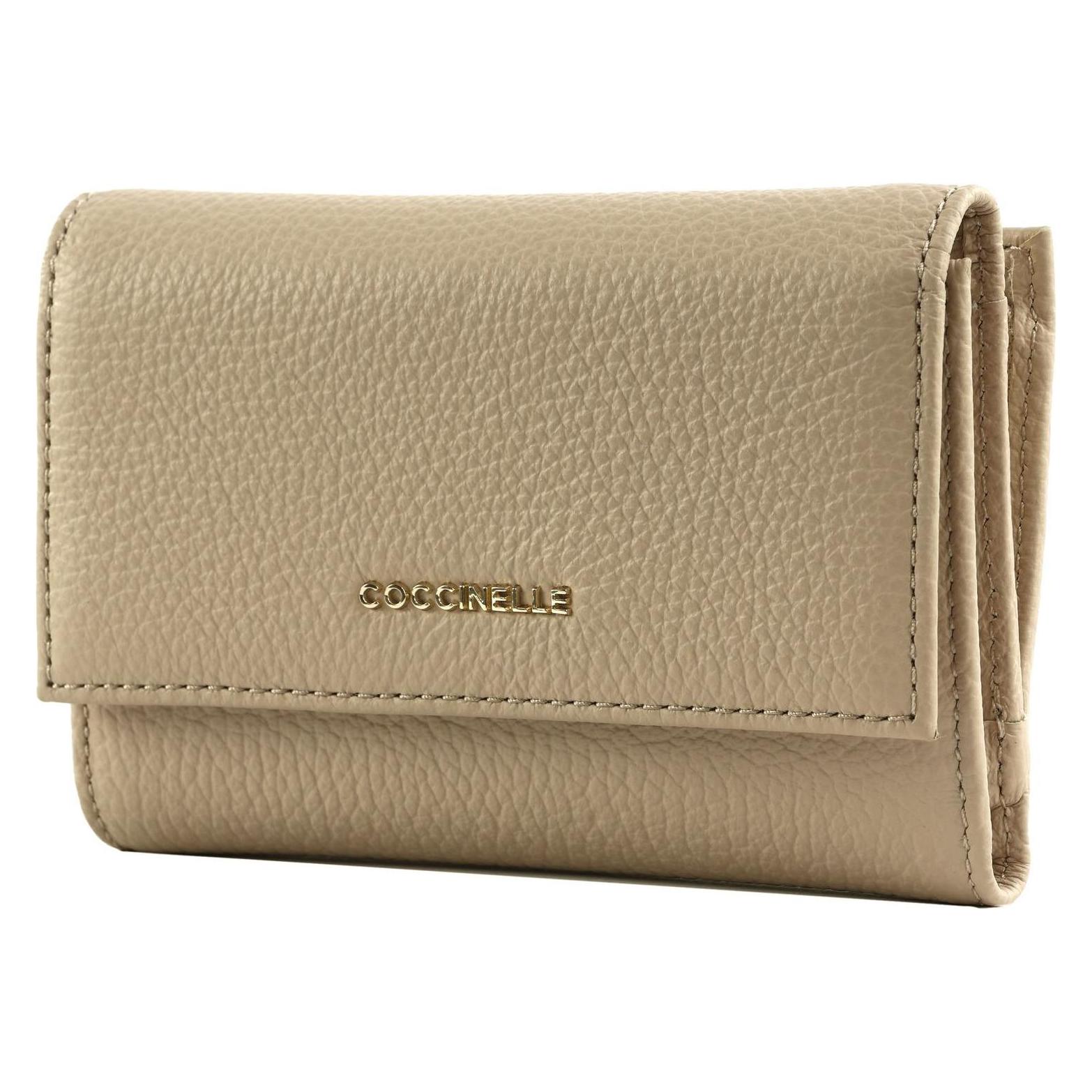 Coccinelle, Damen, Portemonnaie, Metallic Soft Wallet Grainy Leather, Beige