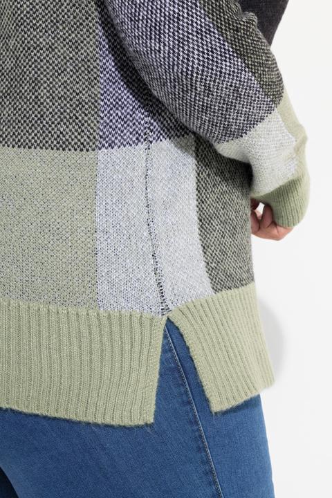 Produktbild Ulla Popken Pullover, Karomuster, Stehkragen, Langarm (56)