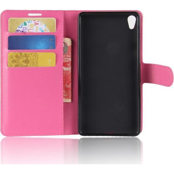 Thumbnail - MU Classic Litchi Leder Bookcover Series (Sony Xperia E5), Smartphone Hülle, Rosa