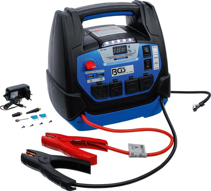 Actual product image BGS Multi-Function Jump Starter & Mobile Power Supply 5-in-1 18 Ah (1250 A, 18000 mAh)