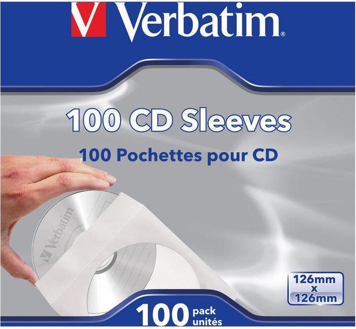 Produktbild Verbatim CD/DVD Papierhüllen mit Sichtfenster (100x)