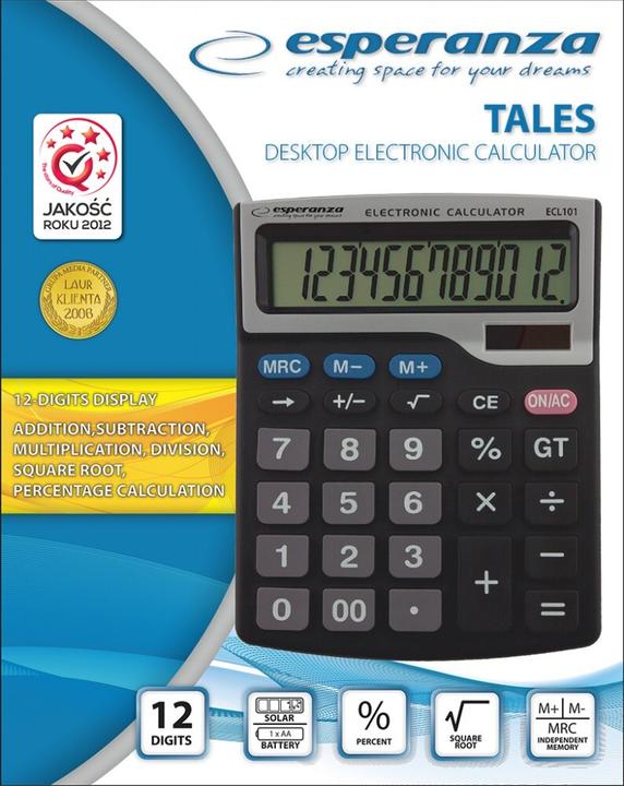 Actual product image Esperanza Desktop Calculator Tales (Solar cells)