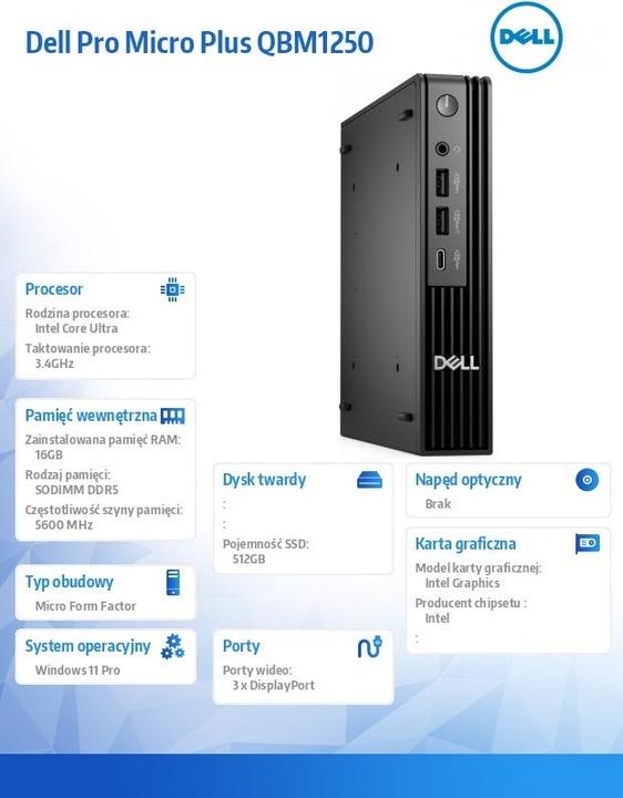 Actual product image Dell QBM1250 Plus (512 GB, 16 GB, Intel Core Ultra 5 225)