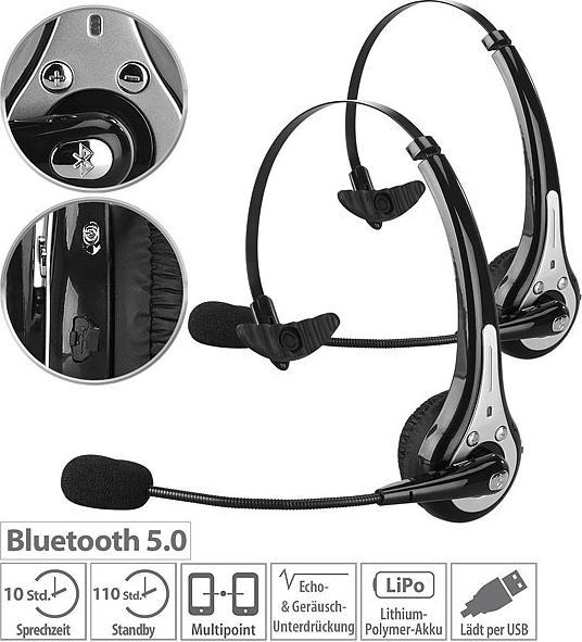 Actual product image Callstel 2 Pack Professional Mono Headset with Bluetooth
