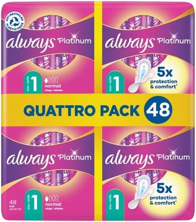 Actual product image Always Platinum Normal Women's Pad with Wings 48 Pieces (48 x)