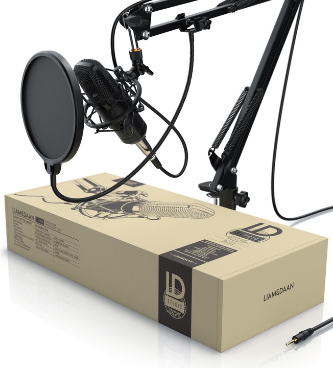 Produktbild Liam & Daan XLR Kondensatormikrofon mit Mikrofonarm, PC Mikrofon Set Studiomikrofon Kondensator Microphone