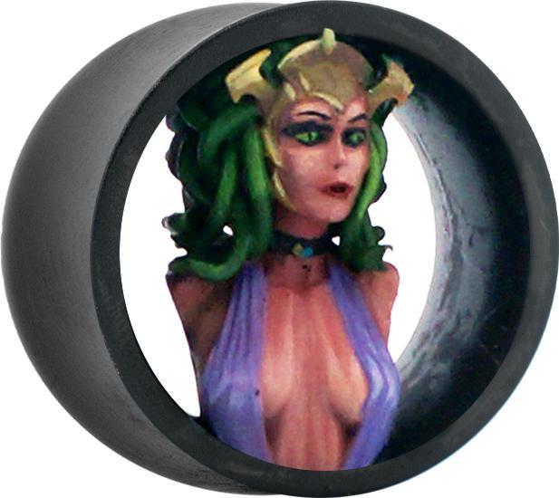 Actual product image Star Piercing Flared tunnel black Medusa right (Pitch, without brass)