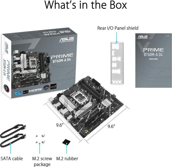 Image du produit ASUS PRIME B760M-A D4-CSM (LGA 1700, Intel B760, mATX)