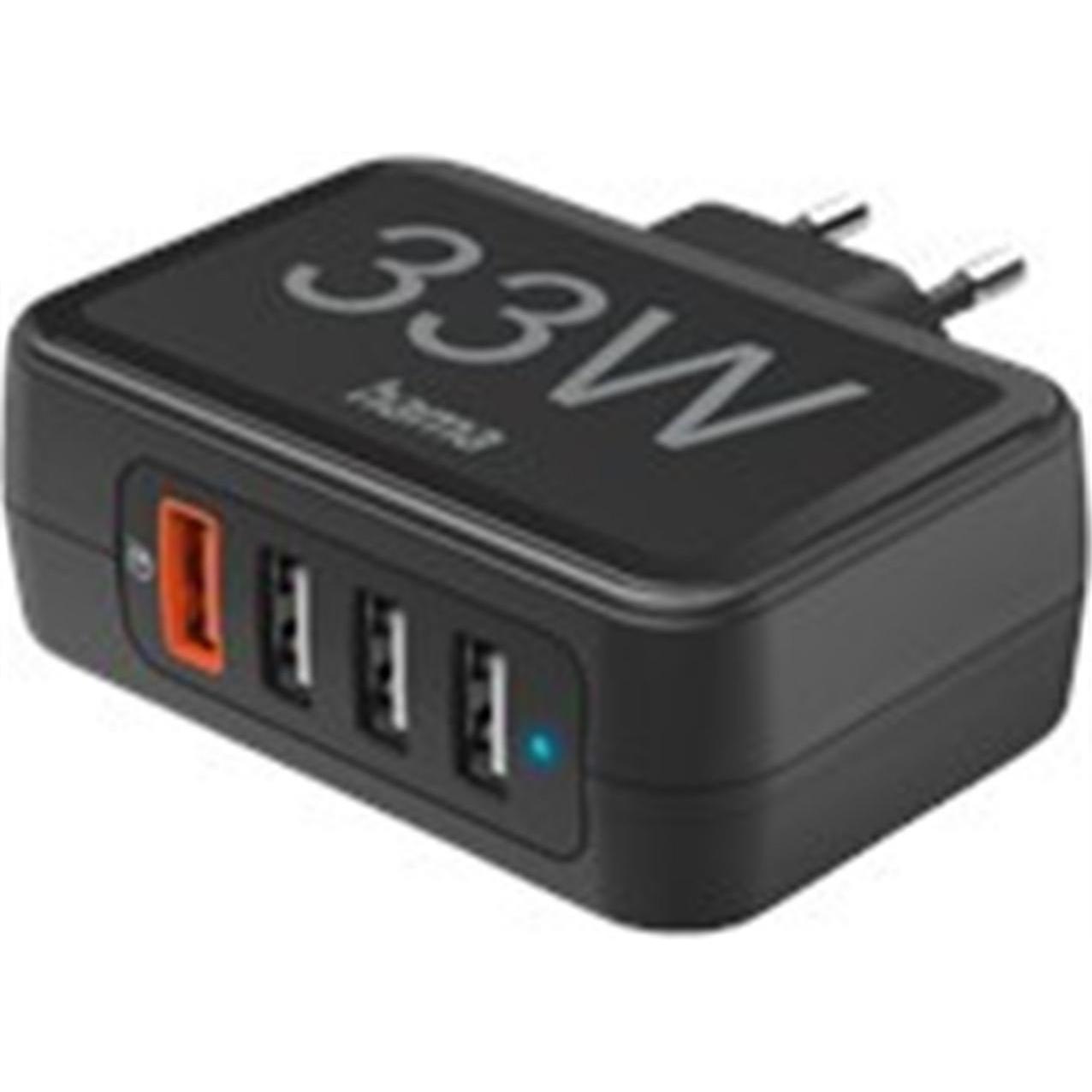 Hama Schnellladegerät (33 W), USB Ladegerät, Schwarz