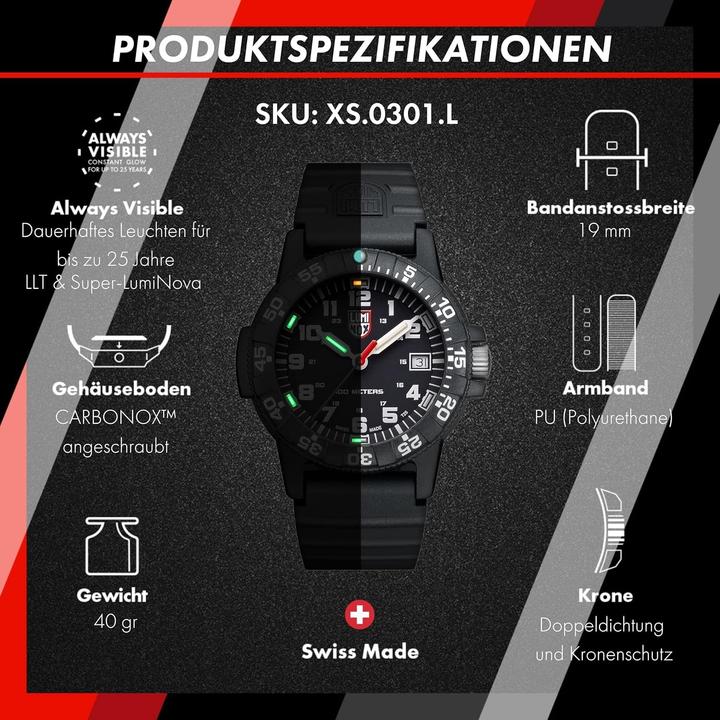 Image du produit Luminox Leatherback Sea Turtle 0300 Series (Montre analogique, Swiss Made, 39 mm)