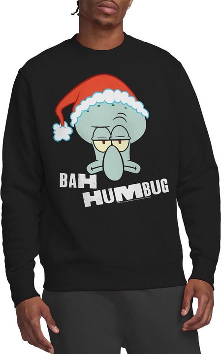 Actual product image Spongebob Squarepants Unisex Adult Bah Humbug Squidward Christmas Sweatshirt (S)