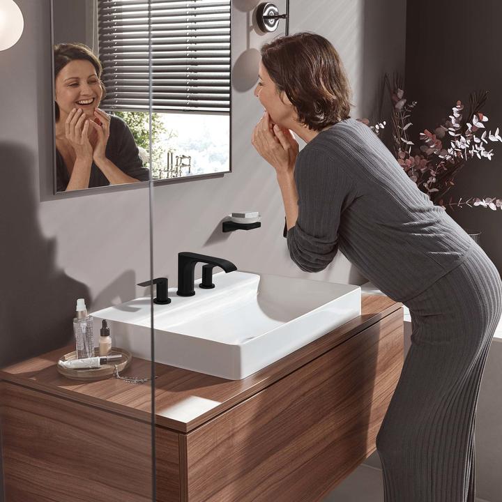 Image du produit hansgrohe HG Mélangeur lavabo 3 trous VIVENIS 90 avec fil d'écoulement à tirette. 1 1/4 pouce noir mat