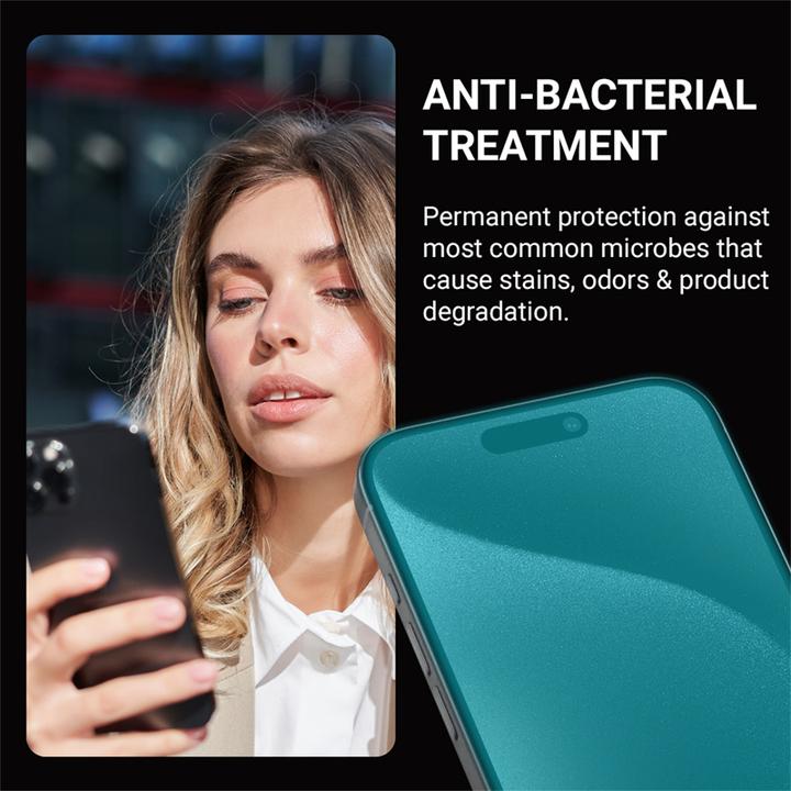 Actual product image Crong Antibacterial 3D armoured glass - 9H full adhesive tempered glass for iPhone 16 Pro Max + mounting (1 Piece, Apple iPhone 16 Pro Max)