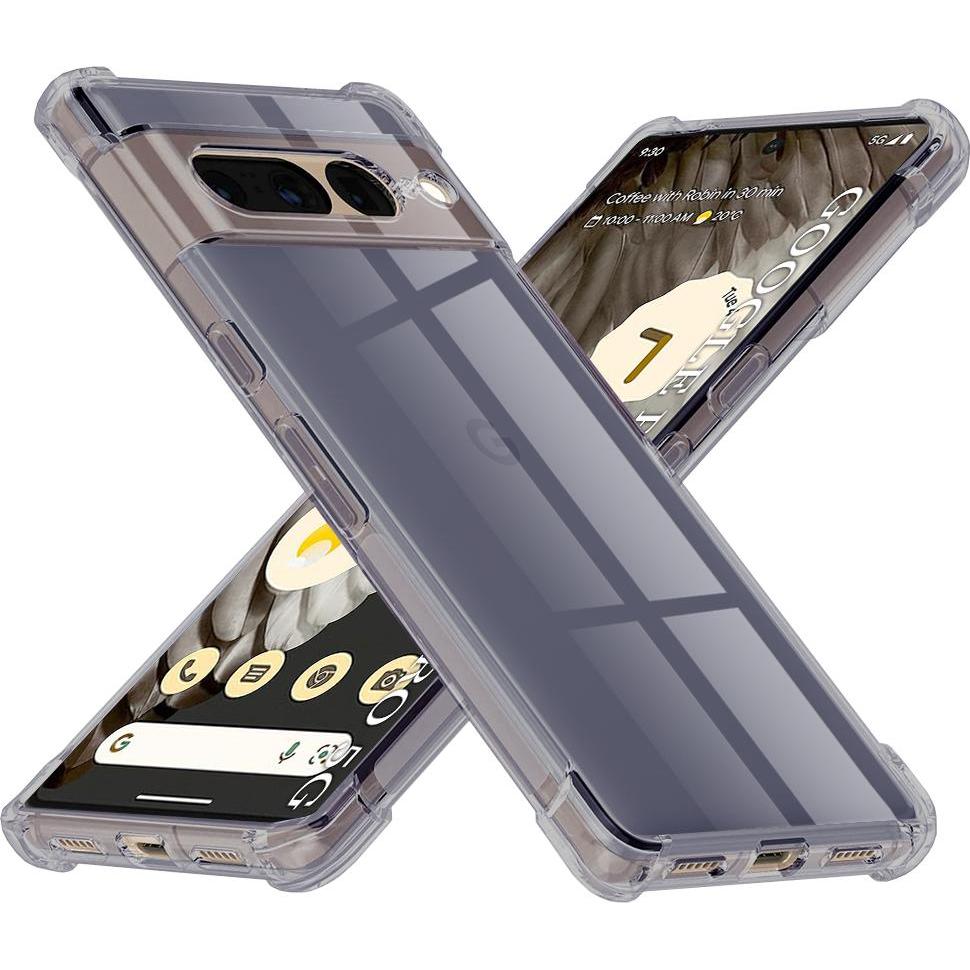 Techsuit - Shockproof Clear Silicone - Google Pixel 7 Pro - Smoke Black (Google Pixel 7 Pro), Cover smartphone, Trasparente, Nero