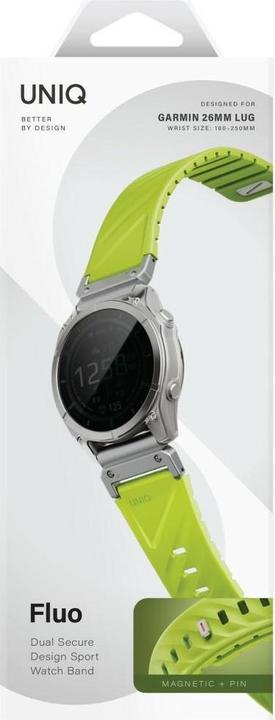 Actual product image Uniq Fluo Strap for Garmin 26mm Lime (26 mm, Plastic, Silicon, Stainless steel)